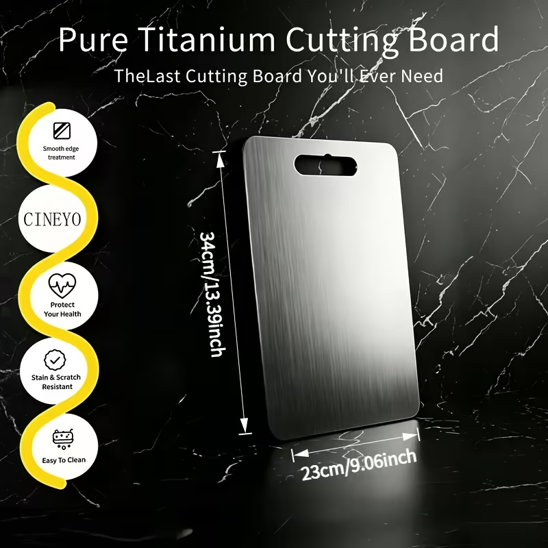 Pure Titanium Cutting Board, 100% Food Grade Titanium, Dishwasher Safe Heavy Duty Cutting