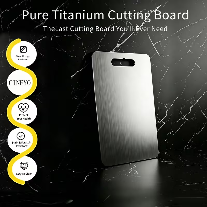 Pure Titanium Cutting Board, 100% Food Grade Titanium, Dishwasher Safe Heavy Duty Cutting