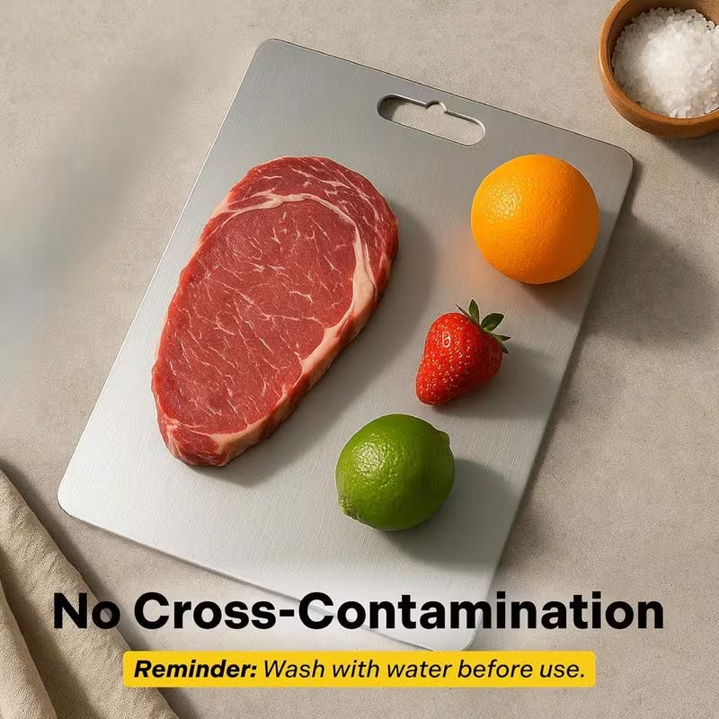 Pure Titanium Cutting Board, 100% Food Grade Titanium, Dishwasher Safe Heavy Duty Cutting