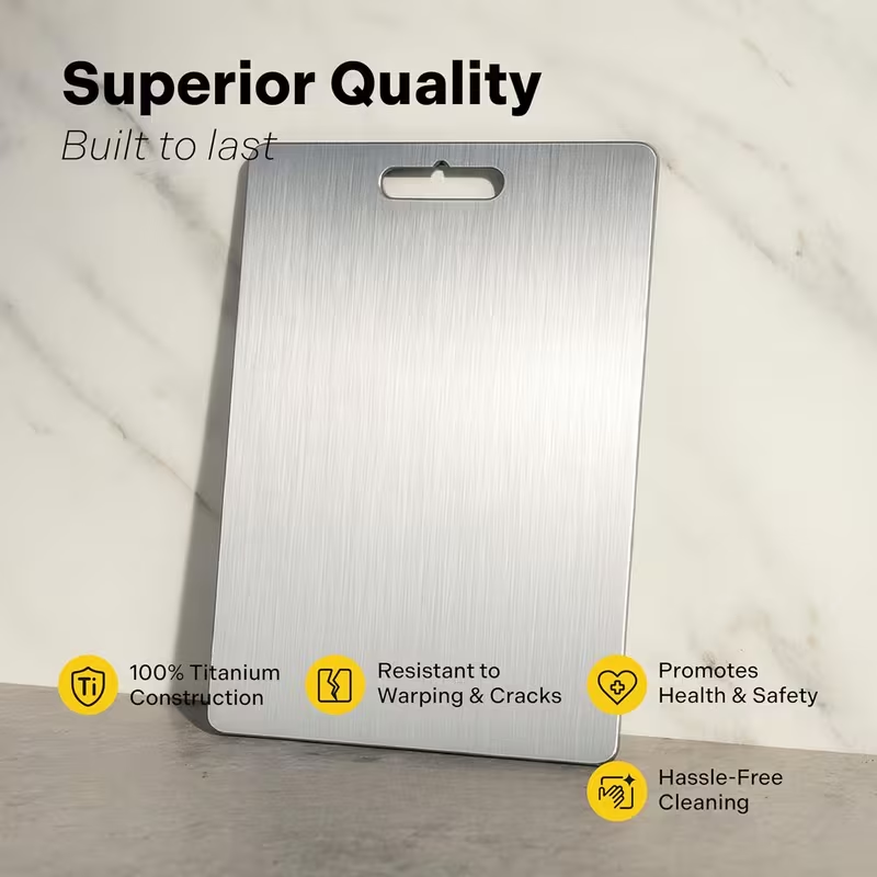 Pure Titanium Cutting Board, 100% Food Grade Titanium, Dishwasher Safe Heavy Duty Cutting